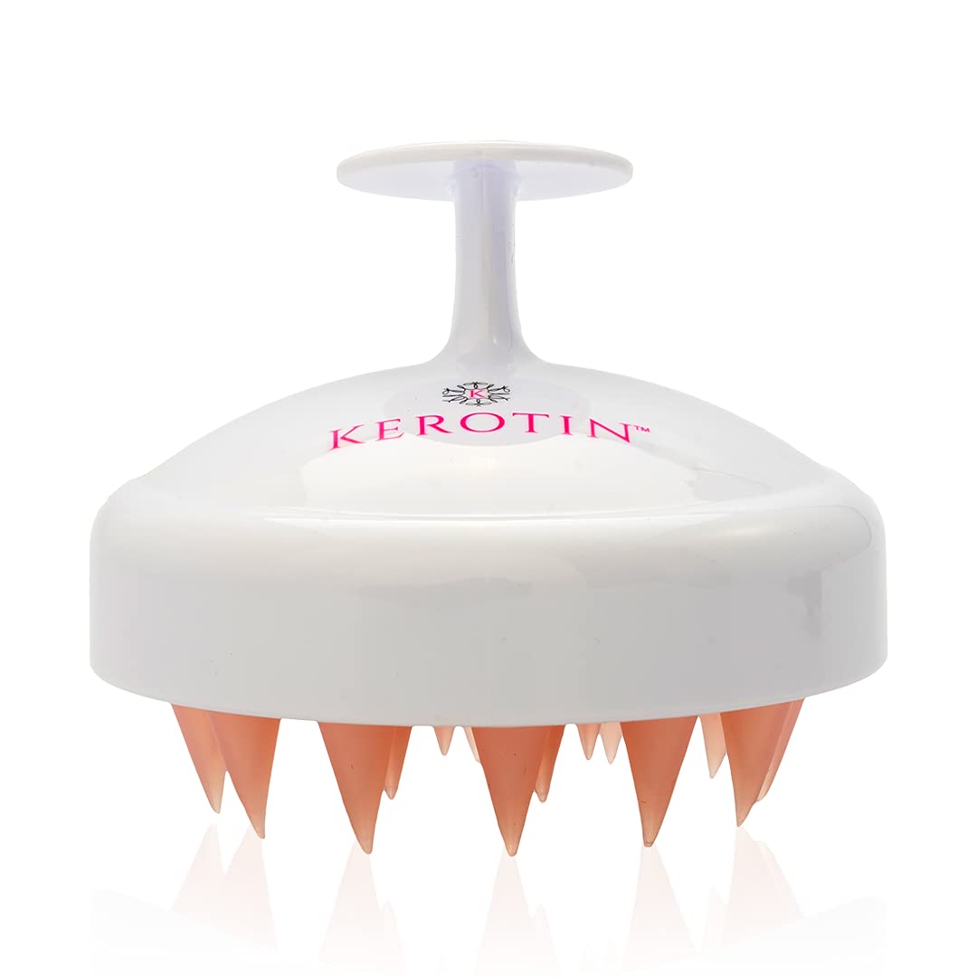 Kerotin Scalp Massager for Hair Growth, Handheld Scrubber, Exfoliator Shampoo Brush for Dandruff, Self Care & Head Massage, Exfoliating Shower Hairbrush with Soft Silicone Bristles, Waterproof