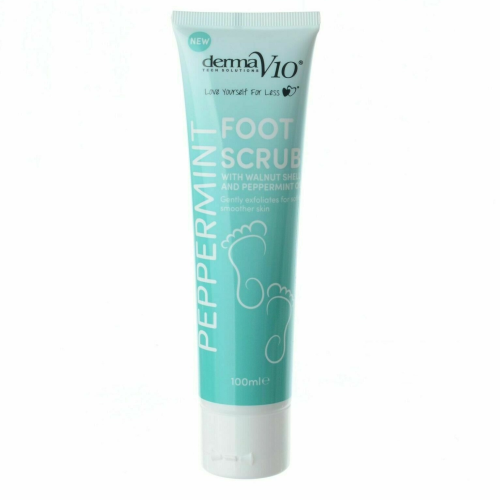 DERMA V10 EXFOLIATING FOOT SCRUB WALNUT SHELL PEPPERMINT OIL MENTHOL 100ml