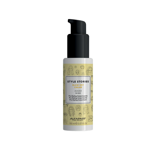 Alfaparf Milano Style Stories Blow Dry Cream - Heat Protection, Frizz Control & Leave In Conditioning Cream - Decreases Drying Time - Professional Salon Quality (5.07 oz / 150 ml)