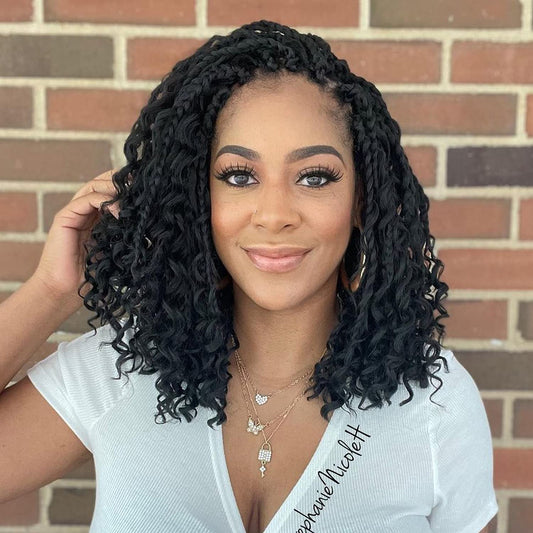 8 Packs Box Braids Crochet Hair With Curly Ends Goddess 3X Bohemian Braiding for Black Women(12 Inch, 1B)……
